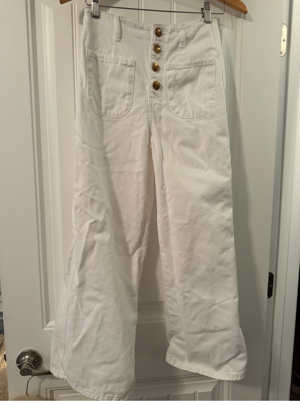 ZARA White High-Rise Button-Front Pants